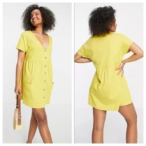 ASOS Mustard Mini Smock Dress
